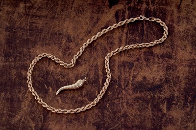 Lot 69 - A 9ct gold rope twist necklace and a pendant