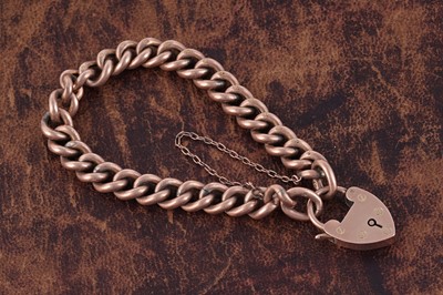 Lot 151 - An Edwardian 9ct rose gold curb-link bracelet