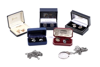 Lot 209 - A George III crown pendant; and various cufflinks and chains