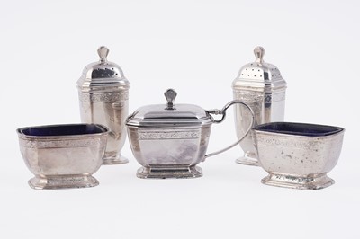 Lot 284 - A George V silver condiment set