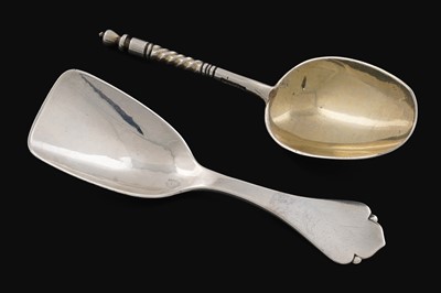Lot 60 - A late 19th Century Russian silver caddy spoon; and a Danish silver caddy spoon