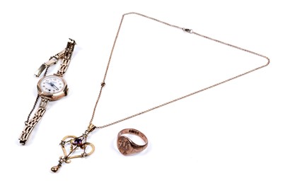 Lot 234 - A cocktail watch; and other items