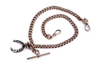 Lot 117 - A 9ct gold "Albert" curb-link watch chain