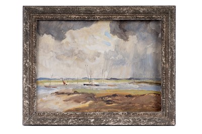 Lot 553 - William Palmer Robins - Coastal view with boats | oil