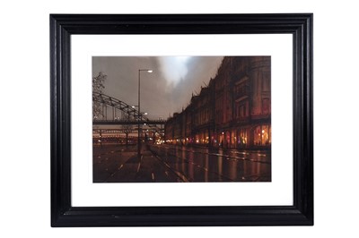 Lot 552 - Janet Kenyon - Quayside view, evening | pastel