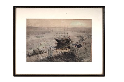 Lot 1642 - George Horton - The Wellesley at North Shields | mixed media