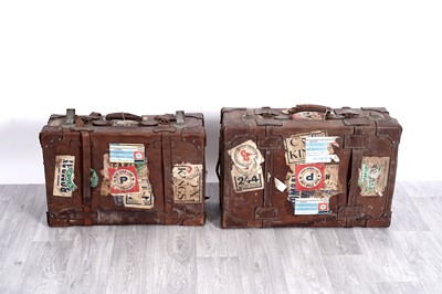 Lot 213 - Two early 20th Century leather steamer trunks