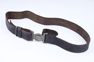 Lot 327 - A leather belt with Palestine police buckle