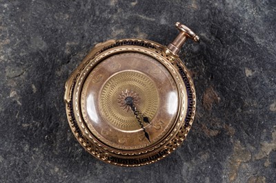 Lot 807 - Thomas Grignion, Covent Garden, London: a yellow gold and enamel pair-cased repeating pocket watch