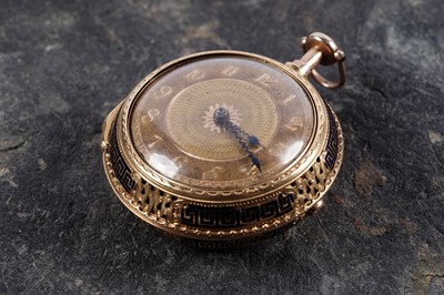 Lot 807 - Thomas Grignion, Covent Garden, London: a yellow gold and enamel pair-cased repeating pocket watch