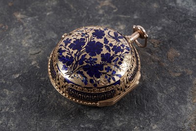 Lot 807 - Thomas Grignion, Covent Garden, London: a yellow gold and enamel pair-cased repeating pocket watch