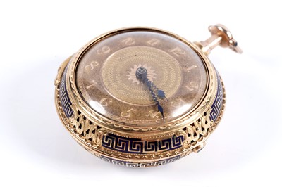 Lot 807 - Thomas Grignion, Covent Garden, London: a yellow gold and enamel pair-cased repeating pocket watch