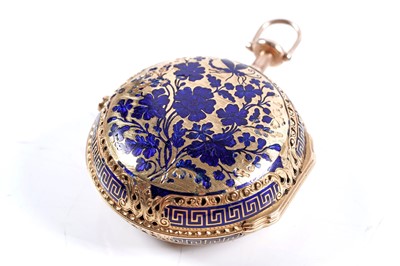 Lot 807 - Thomas Grignion, Covent Garden, London: a yellow gold and enamel pair-cased repeating pocket watch