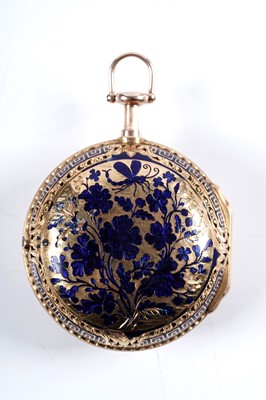 Lot 807 - Thomas Grignion, Covent Garden, London: a yellow gold and enamel pair-cased repeating pocket watch