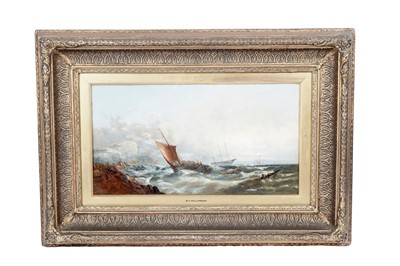 Lot 1563 - Attributed to William Henry Williamson - Coastal view with boats caught in a storm | oil