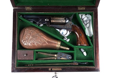 Lot 530 - A cased Belgian copy of a Colt .36cal six shot revolver