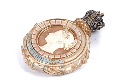 Lot 724 - A rare silver and parcel-gilt mounted Royal Worcester porcelain scent bottle