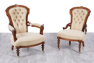 Lot 84 - A pair of Edwardian inlaid walnut and burr walnut bedroom chairs