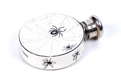 Lot 735 - A late Victorian silver mounted, glazed pottery scent flask