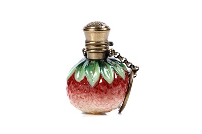 Lot 737 - A late Victorian brass mounted, moulded glass novelty scent bottle
