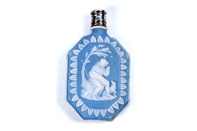 Lot 738 - A George III silver mounted Wedgewood jasperware scent flask