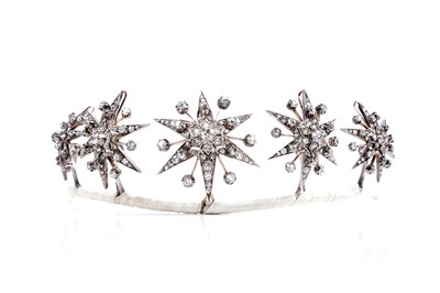 Lot 975 - A Victorian five star diamond tiara