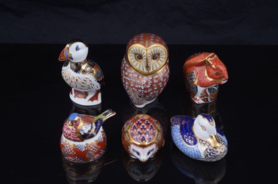 Lot 280 - A collection of six boxed Royal Crown Derby paperweights