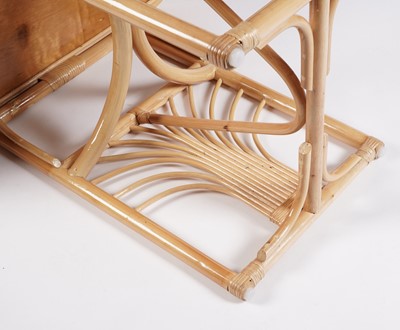 Lot 17 - A 20th Century bamboo and rattan table and tuck under chairs