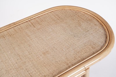 Lot 17 - A 20th Century bamboo and rattan table and tuck under chairs