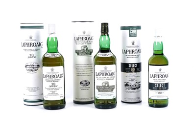 Lot 1077 - Three bottles of Laphroaig Islay Single Malt Whisky
