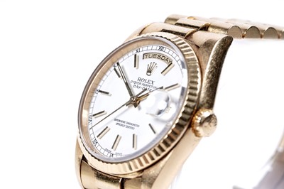 Lot 760 - Rolex Oyster Perpetual Day-Date: an 18ct yellow gold automatic superlative chronometer wristwatch