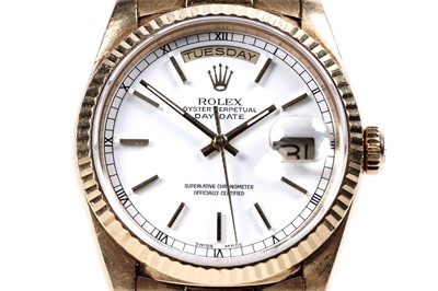 Lot 760 - Rolex Oyster Perpetual Day-Date: an 18ct yellow gold automatic superlative chronometer wristwatch