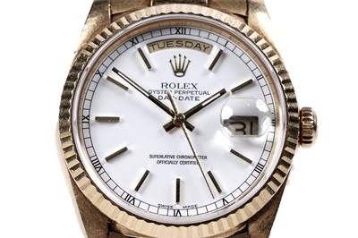 Lot 760 - Rolex Oyster Perpetual Day-Date: an 18ct yellow gold automatic superlative chronometer wristwatch