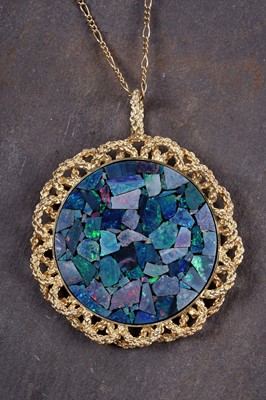 Lot 834 - An mosaic opal pendant