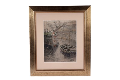 Lot 660 - George Edward Horton - Row boats by a ship | watercolour