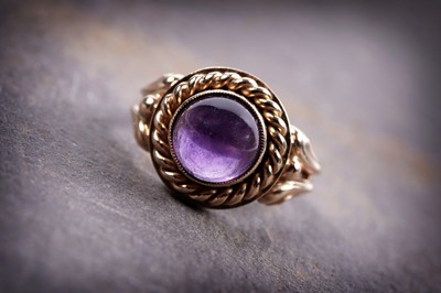 Lot 886 - A Swedish amethyst and 18ct yellow gold ring