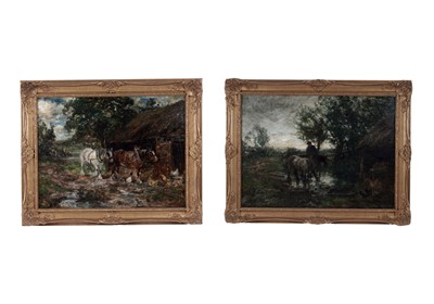Lot 1611 - John Falconar Slater - A Refreshing Puddle, and Returning to the Stable | oil