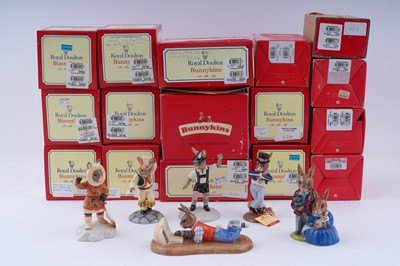 Lot 285 - A collection of sixteen boxed Royal Doulton ‘Bunnykins’ ceramic figures; and two loose figures