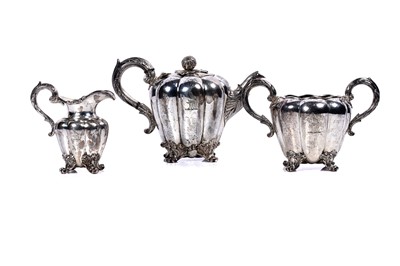 Lot 184 - An early Victorian silver three-piece tea set