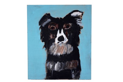 Lot 1502 - Earl Swanigan - Border Collie on Blue | acrylic