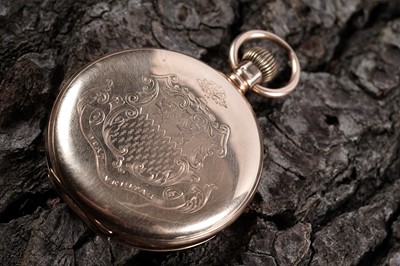 Lot 797 - A 15ct yellow gold cased hunter pocket watch