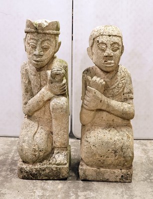 Lot 437 - A pair of composite stone figures