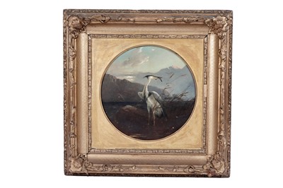 Lot 1610 - British School - A Heron Catches a Fish | oil