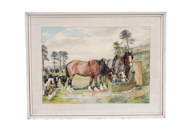 Lot 1679 - Dorothy Margaret and Elizabeth Mary Alderson - Join the Line for a Drink | watercolour