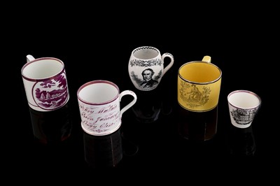Lot 435 - Five pearlware mugs