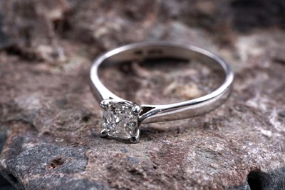 Lot 972 - A single stone Asscher-cut diamond ring