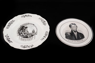 Lot 356 - A Herculaneum creamware plate; and another