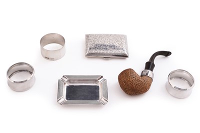 Lot 581 - Silver items, including a silver mounted pipe