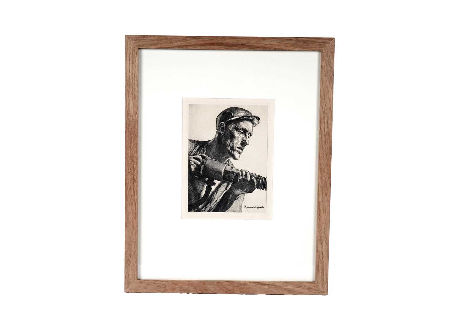 Lot 53 - Hermann Kätelhön - Mine worker with drill | etching