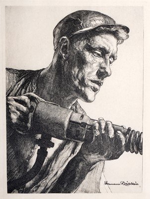 Lot 53 - Hermann Kätelhön - Mine worker with drill | etching
